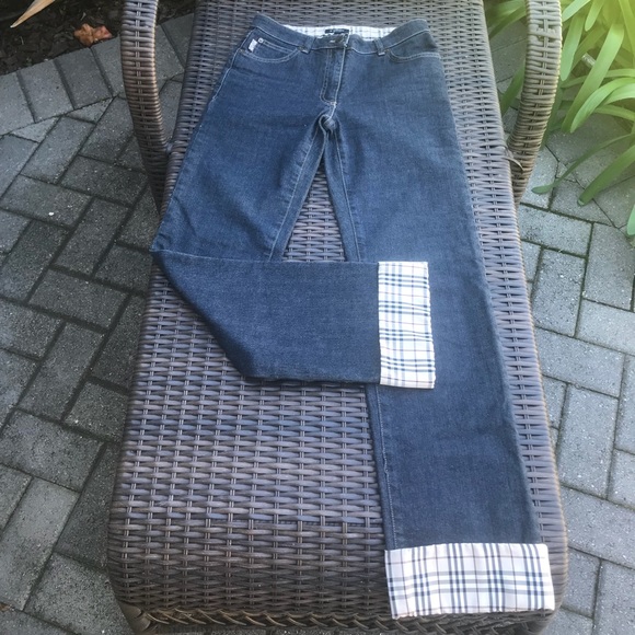 jeans with plaid cuffs